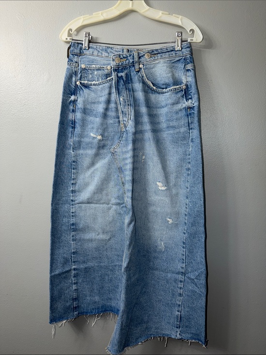 We The Free Dresses & Skirts - We The Free denim maxi skirt asymmetrical distressed hem light blue wash size 4